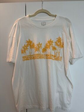Billabong White Tee with Yellow Palm Graphic